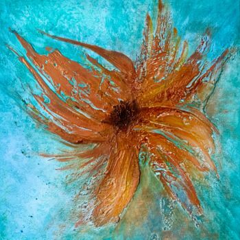 Painting titled "Flowers" by Larisa Kleiman, Original Artwork, Acrylic Mounted on Wood Stretcher frame