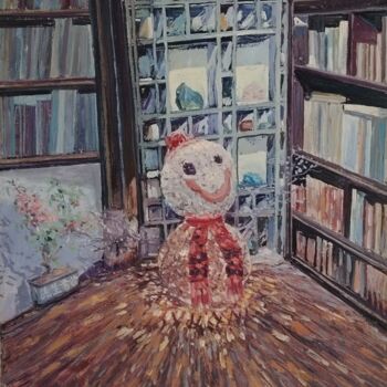 绘画 标题为“Snowman Lamp” 由国 张, 原创艺术品, 彩画