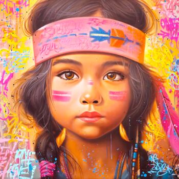 Painting titled "Queen Of Street Art" by Vincent Bardou, Original Artwork, Acrylic Mounted on Wood Stretcher frame