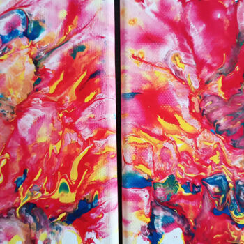 Painting titled "Abstract Red Painti…" by Diana Dimova - Traxi, Original Artwork, Acrylic