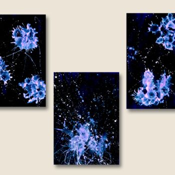 Painting titled "Triptych "flower sp…" by Anna Aliakberova, Original Artwork, Acrylic Mounted on Wood Stretcher frame