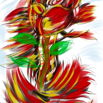 Arts numériques intitulée "Rose vif 1" par Voy, Œuvre d'art originale, Peinture numérique