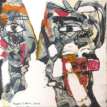 Painting titled "Conversation" by Aaron Labin (Grogoryan), Original Artwork, Acrylic Mounted on Wood Stretcher frame