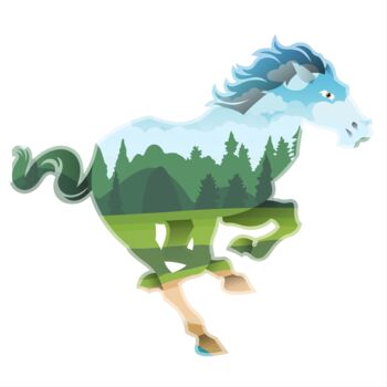 Digitale Kunst mit dem Titel "A stylized horse si…" von Shamim Shaikh, Original-Kunstwerk, 2D digitale Arbeit