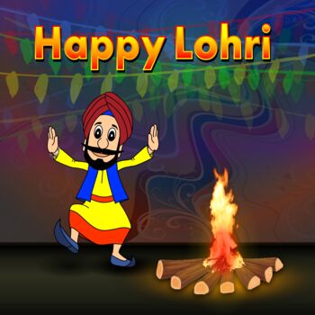 Artes digitais intitulada "Lohri" por Shamim Shaikh, Obras de arte originais, Trabalho Digital 2D