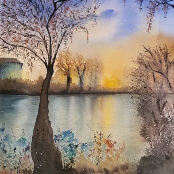 Peinture intitulée "Reflets perdus" par Patricia Martinez-Quirce, Œuvre d'art originale, Aquarelle
