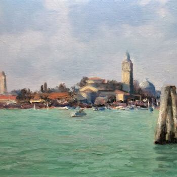 Peinture intitulée "Venise" par Pascal Giroud, Œuvre d'art originale, Huile Monté sur Panneau de bois