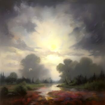 "Morning Mist (77)" başlıklı Dijital Sanat Kyozai tarafından, Orijinal sanat, AI tarafından oluşturulan görüntü
