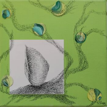Collages titled "Gone on a snail tra…" by Isabelle Stagg, Original Artwork, Acrylic Mounted on Wood Stretcher frame