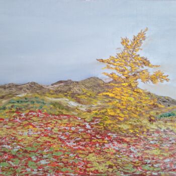 Schilderij getiteld "Autumn tree in Khib…" door Stanislav Gurinovich, Origineel Kunstwerk, Olie