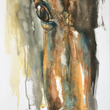 Peinture intitulée "Regard XVIII" par Benedicte Gele, Œuvre d'art originale, Aquarelle Monté sur Châssis en bois