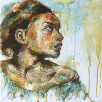 Peinture intitulée "Jeune Orpheline d'a…" par Benedicte Gele, Œuvre d'art originale, Acrylique Monté sur Châssis en bois