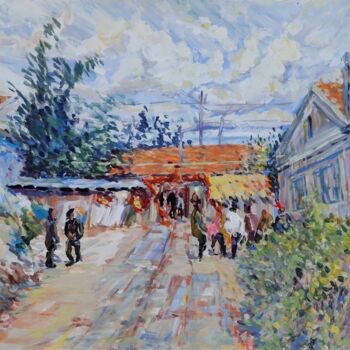 Pittura intitolato "Rural weddings" da Guo Zhang, Opera d'arte originale, Gouache