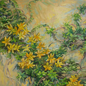 绘画 标题为“Yellow Flowers” 由Lilit Vardanyan, 原创艺术品, 油 安装在木质担架架上