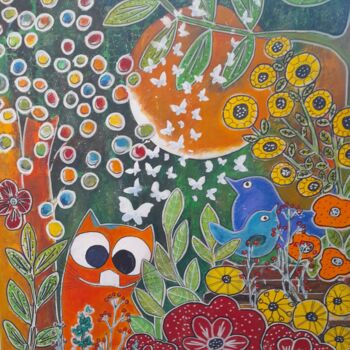 Painting titled "Partage" by Monique Wouters, Original Artwork, Acrylic