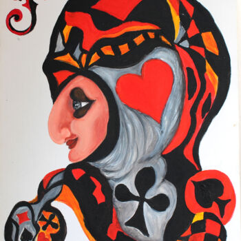 Painting titled "Joker" by Nunuel, Original Artwork, Acrylic Mounted on Wood Stretcher frame
