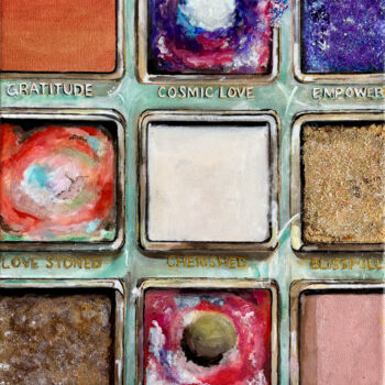 Schilderij getiteld "The Palette" door Kristin Voss, Origineel Kunstwerk, Acryl Gemonteerd op Frame voor houten brancard