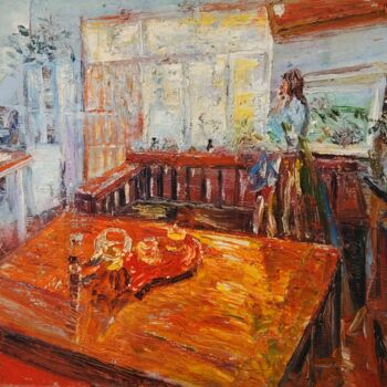 Pintura titulada "The lady in front o…" por Guo Zhang, Obra de arte original, Oleo