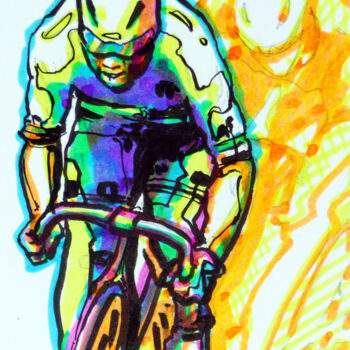 Dessin intitulée ""Cyclisme sur piste…" par Nicolas Chambon (Crea-ture), Œuvre d'art originale, Encre Monté sur Carton