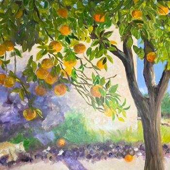 Painting titled "Orange summer /  Ét…" by Julia Bocharova, Original Artwork, Oil