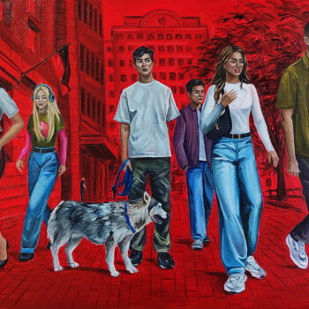 Peinture intitulée "Adaptation" par Oksana Sklym, Œuvre d'art originale, Huile Monté sur Châssis en bois