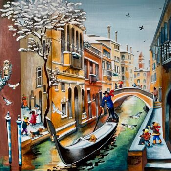 Painting titled "La neige à Venise" by Charlotte Lachapelle, Original Artwork, Acrylic