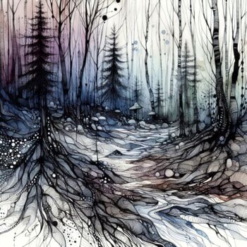 Arts numériques intitulée "forest timberland t…" par Si Levin, Œuvre d'art originale, Image générée par l'IA Monté sur artwo…