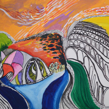 Peinture intitulée "Colosseum" par Martin Rupp, Œuvre d'art originale, Crayon