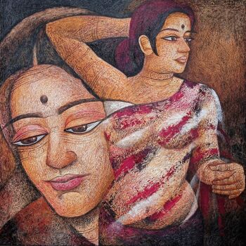 Painting titled "Inner Conversation" by Devi Rani Dasgupta Devi, Original Artwork, Acrylic