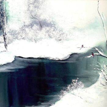 Painting titled "Winter Forest" by Violeta Allaberdieva, Original Artwork, Acrylic