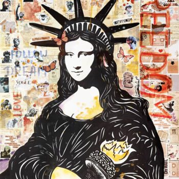 Dessin intitulée "Mona Lisa Leonardo…" par Bast, Œuvre d'art originale, Encre