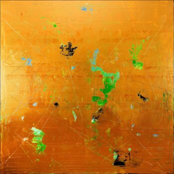 Painting titled "Splash of Gold" by Nemanja Nikolic, Original Artwork, Acrylic
