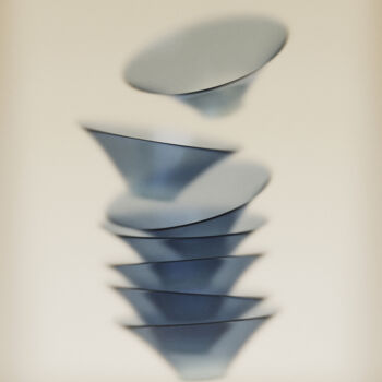 Printmaking titled "Blue Glass no.5" by Kolle, Original Artwork, 3D Modeling Mounted on Aluminium
