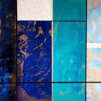 Painting titled "Coastal Waves" by Loremar, Original Artwork, Acrylic Mounted on Wood Panel