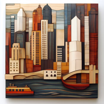 Digital Arts με τίτλο "A Coastal Urban Lan…" από Alberto Capitani, Αυθεντικά έργα τέχνης, Εικόνα που δημιουργήθηκε με AI