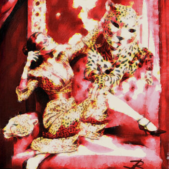 Arte digitale intitolato "“The Big Cat Spirit…" da Alexandra Bloodworth, Opera d'arte originale, Collage digitale