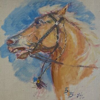 Peinture intitulée "Tète de cheval" par Boris Beltukov, Œuvre d'art originale, Huile Monté sur Châssis en bois