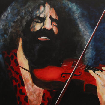 Painting titled "Ara le violoniste" by Joël Vandendaele, Original Artwork, Acrylic Mounted on Wood Stretcher frame