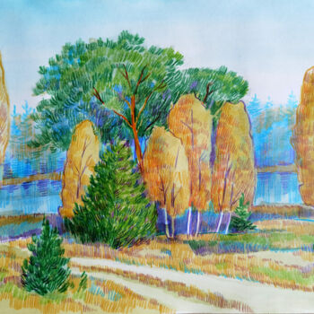 Disegno intitolato "268 (Autumn Anticip…" da Anton Karbouski, Opera d'arte originale, Matite colorate