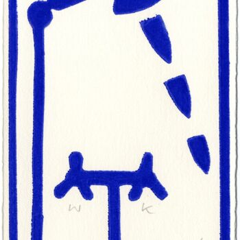 Printmaking titled "Schauer w/k (Ultram…" by Detlef Lemme (Farbenkugel), Original Artwork, Xylography