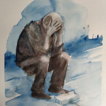 Painting titled "Désespoir" by Marina Mothes, Original Artwork, Watercolor