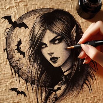 Digital Arts με τίτλο "Vamp" από Massimo Naibo, Αυθεντικά έργα τέχνης, Εικόνα που δημιουργήθηκε με AI