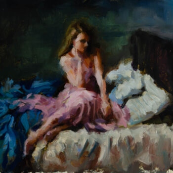 Painting titled "Pastel Reverie" by Romain Eugène, Original Artwork, Oil Mounted on Wood Panel