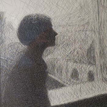 Drawing titled "Untitled (PEN 06)" by Atom Hovhanesyan, Original Artwork, Ballpoint pen Mounted on Glass