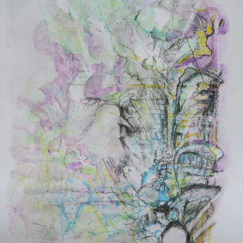 Tekening getiteld "Paréidolies en ut m…" door André Le Corre, Origineel Kunstwerk, Aquarel