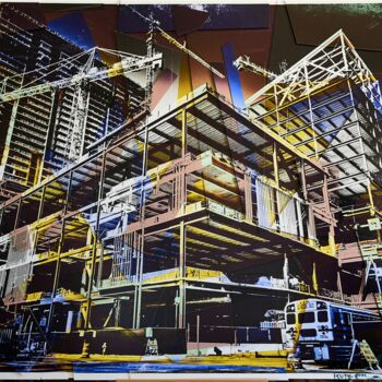 Κολάζ με τίτλο "BUILDING" από François Pomepui (KUTER), Αυθεντικά έργα τέχνης, Χειρισμένη φωτογραφία Τοποθετήθηκε στο Ξύλινο…