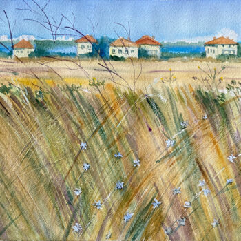 Peinture intitulée "«Summer  Landscape»…" par Katerina Morozova, Œuvre d'art originale, Aquarelle