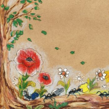 Pintura intitulada "As formigas invejos…" por Isabel Alfarrobinha, Obras de arte originais, Aquarela