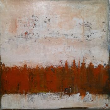 Painting titled ""Orange grunge"" by Alessio Mariotto, Original Artwork, Acrylic Mounted on Wood Stretcher frame