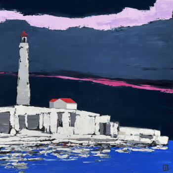 Peinture intitulée "Phare en Norvège" par Laurent Gilbert, Œuvre d'art originale, Acrylique Monté sur Châssis en bois